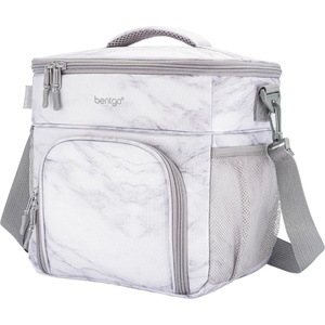 image:imageBentgo Prep Deluxe Insulated Meal Prep Lunch Bag for Adults Holds 5 Meals  Keeps Food Hot or Cold Up to 8 Hours WaterResistant Dual Compartments BlushWhite Marble