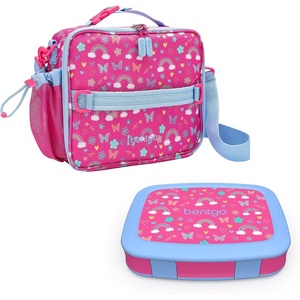 image:imageBentgo Prints Insulated Lunch Bag Set With Kids BentoStyle Lunch Box Rainbows and Butterflies
