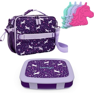 image:imageBentgo Prints Insulated Lunch Bag Set With Kids BentoStyle Lunch Box and 4 Reusable Ice Packs Unicorn