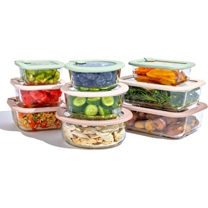 image:imageBentgo Signature Glass Food Storage Containers with Lids 18 Piece Set  LeakProof Airtight PlasticFree Borosilicate Glass Microwave Oven Freezer amp DishwasherSafe White StoneDesert Sage
