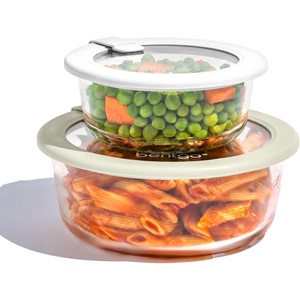 image:imageBentgo Signature Glass Food Storage Containers with Lids 4 Piece Set  LeakProof Airtight Borosilicate Glass PFAS amp BPAFree Microwave Oven Freezer amp DishwasherSafe White Stone4Piece Set White Stone