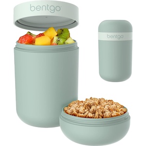 image:imageBentgo Snack Cup LeakProof Snack Container with Toppings Compartment  DualSealing Lid Airtight MicrowaveSafe Base Freezer amp TopRack DishwasherSafe OrchidMint Green