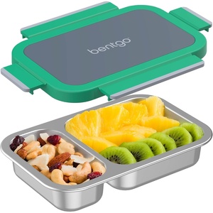 image:imageBentgo Stainless Steel Snack Box LeakProof 2 Compartments 2Cup CapacityGray Leaf