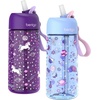 image:imageBentgo Kids Water Bottle 2Pack Replacement Straws Set 15 oz  LeakProof BPAFree Tritan ShatterResistant TopRack Dishwasher Safe UnicornLavender Galaxy