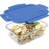 image:imageBentgo Glass Lunch Box LeakProof 3Compartment 5Cup Capacity  Meal Prep Portion Control Microwave Oven Freezer amp TopRack Dishwasher Safe GrayBlue