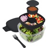 image:imageBentgo Glass Salad Container  76Cup Salad Bowl with Airtight Lid LeakProof Sauce Container 4Compartment Bento Tray amp Reusable Fork  BPAFree for Meal Prep Office amp More Black OnyxBlack Onyx