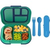 image:imageBentgo Kids Chill Lunch Box GreenNavy With Kids Reusable Plastic Utensils Blue