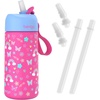 image:imageBentgo Kids Stainless Steel Water Bottle Replacement Straws Set  LeakProof Vacuum Insulated 188 Stainless Steel BPAFree 15 oz Rainbow amp Butterflies