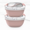 image:imageBentgo Salad Bento Lunch Box Meal Prep Containers 2Pack  4Cup Bowl 3 Food Compartments Dressing Container BuiltIn Utensil SlateBlush Marble