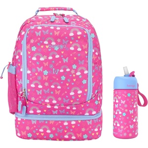 image:imageBentgo 2in1 Backpack amp Insulated Lunch Bag Set With Stainless Steel Water Bottle Rainbows amp Butterflies