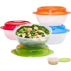 image:imageBentgo Easyboxes SaladtoGo Containers  8Piece Set 4 Bowls LeakProof Dressing Cups BuiltIn amp 4 Fitted Lids Seal in Freshness ReusableBPAFree for Salad Pasta amp Cereal Jewel BrightsClassic