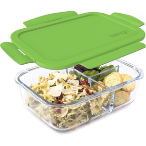 image:imageBentgo Glass Lunch Box LeakProof 3Compartment 5Cup Capacity  Meal Prep Portion Control Microwave Oven Freezer amp TopRack Dishwasher Safe GrayGreen