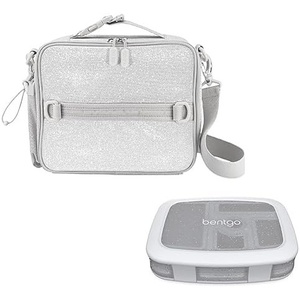 image:imageBentgo Kids 5Compartment Lunch Box With Insulated Lunch Bag  Glitter Edition  Silver