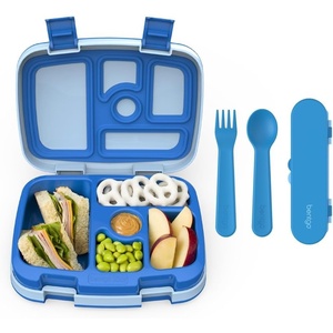 image:imageBentgo Kids Bento Lunch Box 5Compartment LeakProof Kids Utensils  DropProof Removable Tray Microwave Freezer amp Dishwasher Safe BPAFree Blue