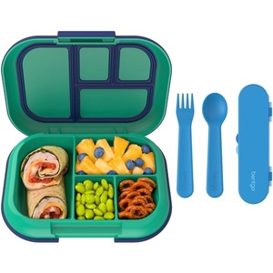 image:imageBentgo Kids Chill Lunch Box GreenNavy With Kids Reusable Plastic Utensils Blue