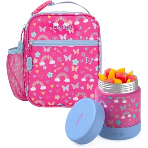 image:imageBentgo Kids Insulated Lunch Tote Set With Kids Stainless Steel Food Jar Rainbows amp Butterflies