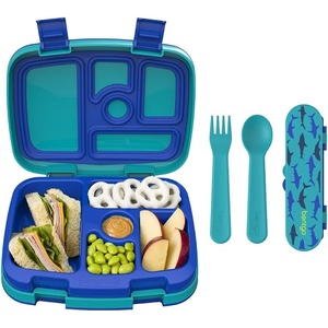 image:imageBentgo Kids Prints 5Compartment BentoStyle Kids Lunch Box Set with Reusable Plastic Utensils Sharks