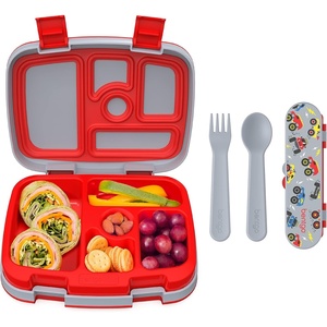 image:imageBentgo Kids Prints 5Compartment BentoStyle Kids Lunch Box Set with Reusable Plastic Utensils Trucks