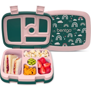 image:imageBentgo Kids Prints LeakProof 5Compartment BentoStyle Kids Lunch Box  Ideal Portion Sizes for Ages 37 Durable DropProof Dishwasher Safe PFAS amp BPAFree Materials NEW Ballet amp BowsGreen Rainbow