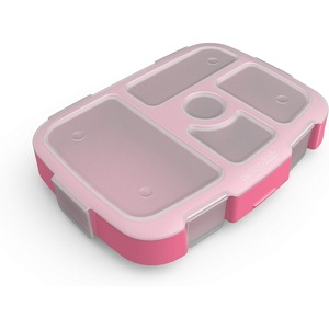 image:imageBentgo Kids Prints Tray with Transparent Cover 5Compartment BPAFree  Meal Prep Portion Control Transparent Lid Freshness Locking Clips Reusable Pink Dots