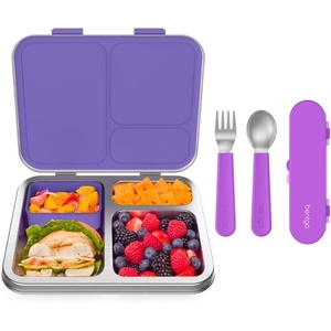 image:imageBentgo Kids Stainless Steel Lunch Box Set With Reusable Stainless Steel Utensils Purple