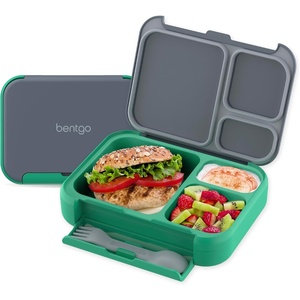image:imageBentgo Kids Stow amp Go LeakProof Lunch Box with BuiltIn Utensil  35Cup Capacity Removable Tray PortionPerfect Compartments for Kids and Teens 2in1 Spoon amp Fork StrawberryGray Leaf