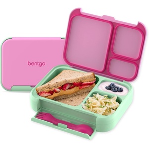 image:imageBentgo Kids Stow amp Go LeakProof Lunch Box with BuiltIn Utensil  35Cup Capacity Removable Tray PortionPerfect Compartments for Kids and Teens 2in1 Spoon amp Fork StrawberryStrawberry