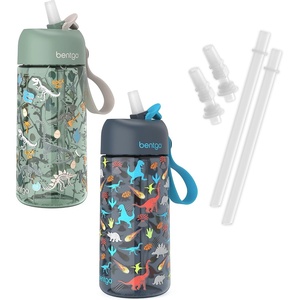 image:imageBentgo Kids Water Bottle 2Pack  New amp Improved 2023 Set With 2Pack of Water Bottle Replacement Straws DinosaurDino Fossils
