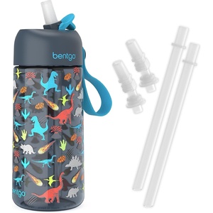 image:imageBentgo Kids Water Bottle Replacement Straws Set 15 oz LeakProof  BPAFree Tritan ShatterResistant SafeSip Spout TopRack Dishwasher Safe Dino