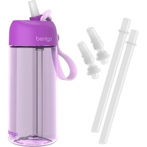 image:imageBentgo Kids Water Bottle Replacement Straws Set 15 oz LeakProof  BPAFree Tritan ShatterResistant SafeSip Spout TopRack Dishwasher Safe Purple