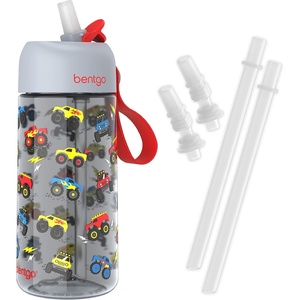 image:imageBentgo Kids Water Bottle Replacement Straws Set 15 oz LeakProof  BPAFree Tritan ShatterResistant SafeSip Spout TopRack Dishwasher Safe Trucks