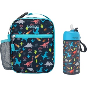 image:imageBentgo Prints Insulated Lunch Tote Set With Kids Stainless Steel Water Bottle Dinosaur