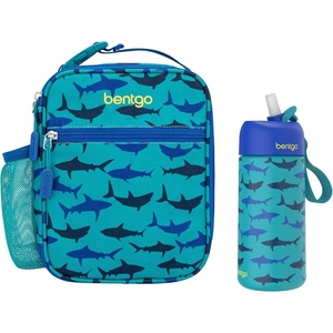 image:imageBentgo Prints Insulated Lunch Tote Set With Kids Stainless Steel Water Bottle Sharks