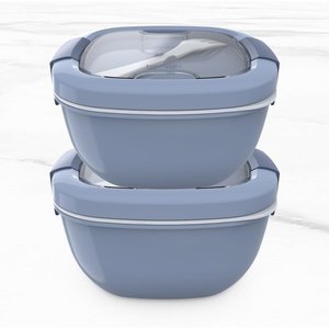 image:imageBentgo Salad Bento Lunch Box Meal Prep Containers 2Pack  4Cup Bowl 3 Food Compartments Dressing Container BuiltIn Utensil SlateSlate