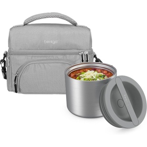 image:imageBentgo Stainless Steel Food Canister Steel and Deluxe Lunch Bag Set Gray