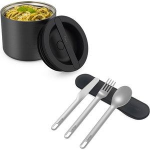 image:imageBentgo Stainless Steel Food Canister and Stainless Steel Utensils Set Carbon Black
